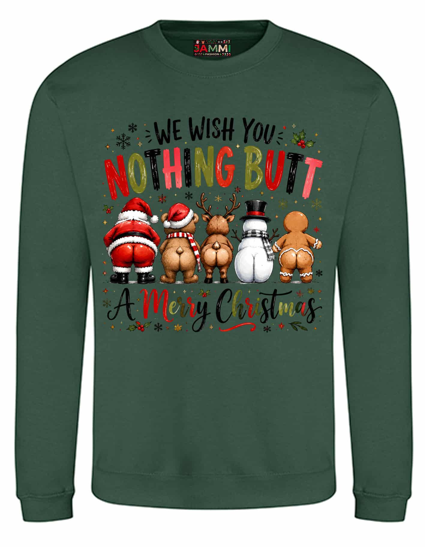 Grüner Ugly Christmas Sweater mit Nothing-Butt-Motiv